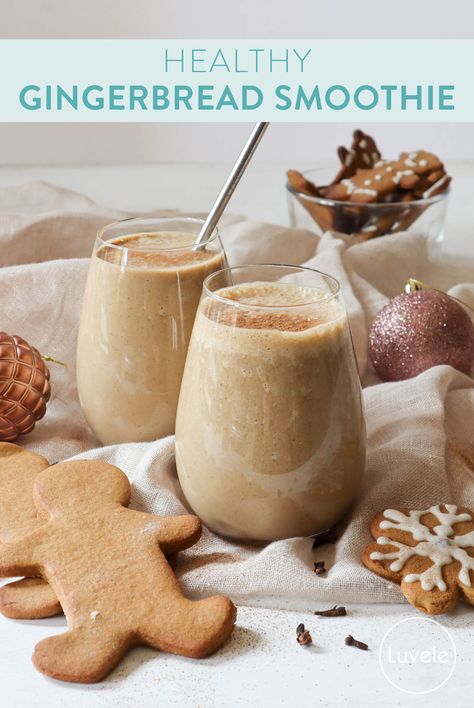 Gingerbread smoothie Gingerbread Smoothie, Christmas Smoothie, Holiday Smoothies, Christmas Smoothies, Paleo Gingerbread, Homemade Yogurt, Healthy Holidays, Quick And Easy Breakfast, Ripe Banana