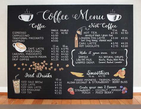 Cafe Menu Board Design, Coffee Shop Menu Board, Cafe Menu Boards, Cafe Chalkboard, Coffee Chalkboard, Coffee Menu Design, Menu Board Design, Clean Coffee, Cafe Menu Design