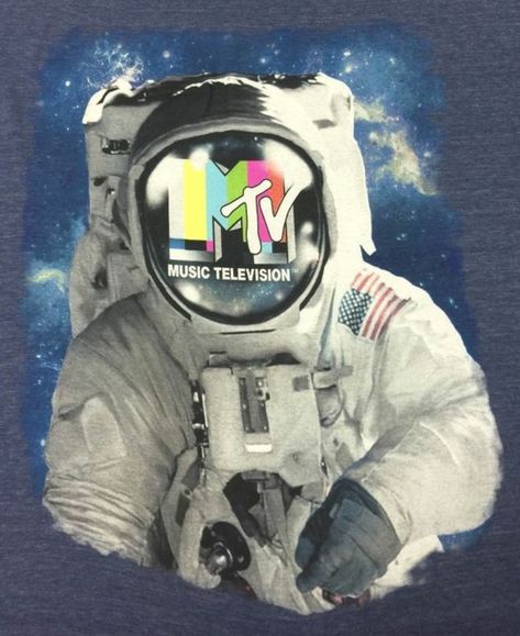 Mtv Astronaut, 2000s Mtv, Astronaut Logo, Mtv Music Television, T Shirts Ideas, Space Tshirt, Mtv Music, Astronaut Space, Space Shirts