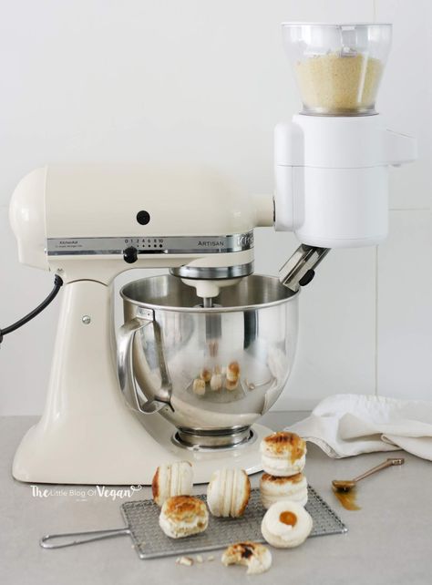 Crème Brûlée macarons recipe (Ft Kitchenaid) | The Little Blog Of Vegan Almond Cream Kitchenaid Mixer, Vegan Creme Brulee, Becoming Confident, Vanilla Cream Filling, Going To The Dentist, Macarons Recipe, How To Make Macarons, Balloon Whisk, Bakery Kitchen