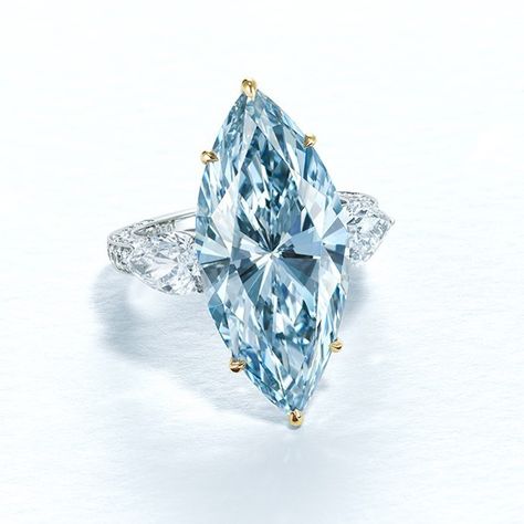 This dreamy fancy-intense blue diamond ring with a high estimate of HKD 95 million ($12.3 million) will go under the hammer at the Magnificent Jewels auction at Christie's Jewels in Hong Kong. The marquise-cut, 12.11-carat piece, which is internally flawless, will lead the July 9 sale. Check out diamonds.net for more info. Aquamarine Stone Ring, Royal Diamond, Blue Diamond Ring, Writing Gifts, Trendy Ring, Wedding Band Sets, Aquamarine Stone, Aquamarine Rings, Marquise Cut