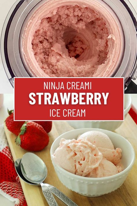 How to make homemade strawberry ice cream in a Ninja Creami. This strawberry ice cream made with fresh strawberries, cream, milk and vanilla. Make this classic ice cream flavor at home. Healthy Strawberry Ice Cream, Homemade Strawberry Ice Cream, Strawberry Ice Cream Recipe, Ice Cream Flavor, Ice Cream Mixture, Healthy Strawberry, Ninja Creami, Strawberry Ice Cream, Ice Cream Flavors