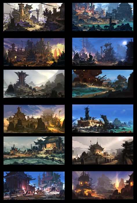 Thumbnails Sketches, Environment Thumbnails, Concept Art Landscape, Stain Glass Windows, Environment Sketch, Sainte Chapelle Paris, Environment Painting, Thumbnail Sketches, Concept Art Tutorial