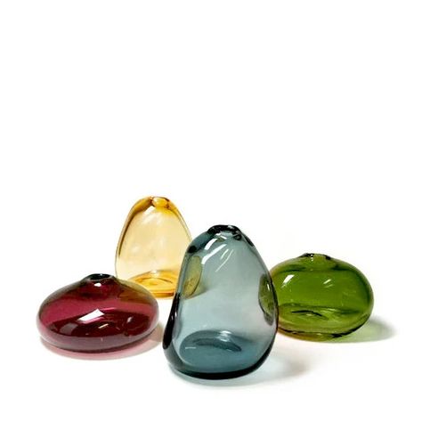 Sugahara glass river stone mini vases - Terrestra Mini Vases, Colored Glass Vases, Tall Vase, Organic Forms, River Stones, Chihuly, Mini Vase, Fine Craft, Tall Vases