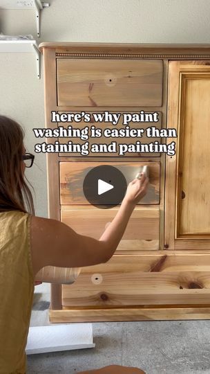 50K views · 2.4K reactions | Here’s why paint washing is my favorite hack in the furniture flipping world👇🏼

EASIER THAN STAINING: Stain penetrates the wood and once it is applied, it is extremely hard to remove. Stain can also be temperamental and leave uneven lines/blotches. Paint washing is very forgiving, easy to sand off if you make a mistake and you still get to see that beautiful grain. 

NO SURPRISES: Often when I use stains, I am left feeling disappointed that the color was not what I was going for. Stain penetrates the wood, which means it will change color depending on what type of wood you are working with. When paint washing you can choose any color you want. Grey wash, tan wash, white wash, whatever look you are going for.

INEXPENSIVE: Whenever I paint wash, I normally jus Tan Washing Wood, Tan Paint Wash Furniture, Tan Washed Furniture, Tan Wash Wood, Paint Washing Wood, Tan Wash Furniture, Appliance Makeover, Feeling Disappointed, Minwax Colors