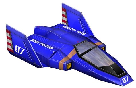 "The Blue Falcon," Captain Falcon's racing ship from the F-Zero series of games. This first appeared in the series' debut game which launched along with the Super Nintendo Entertainment System in 1990 / 1991. Spaceship Drawing, Blue Falcon, Captain Falcon, F Zero, Sf Art, Research Images, Video Game Systems, Iconic Artwork, Speed Racer