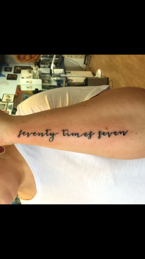 Seventy times seven Matthew 18:21-22. Forgiveness. Seventy Times Seven Tattoo, 22 Tattoo, Tattoos And Piercings, I Tattoo, Tattoos For Women, Tattoo Quotes, Color Me, Art Tattoo, Tatting