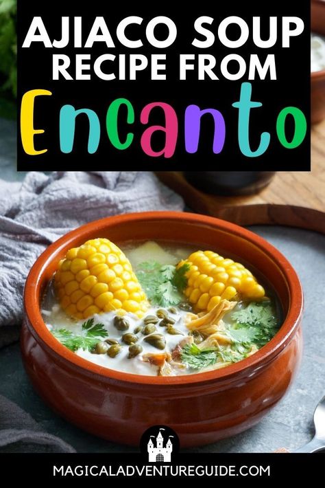 If you've seen Disney's Encanto, then you may remember the ajiaco soup the family eats during the movie! Learn how to make your own at home with this traditional Colombian recipe. Ajiaco Soup, Spanish Soup Recipes, Soup Recipes Hearty, Spanish Soup, New Years Dinner Party, Movie Recipes, Disney Inspired Recipes, Disney Movie Nights, Mexican Soup Recipes