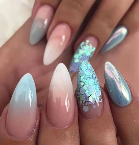 29 Ideas Summer Nail Beach: Trendy Beach-Themed Manicures for Stylish Summer Vibes Unghie Sfumate, Cute Acrylic Nail Designs, Pretty Nail Designs, Mermaid Nails, Bride Nails, Baby Blues, Elegant Nails, Fabulous Nails, Cute Acrylic Nails