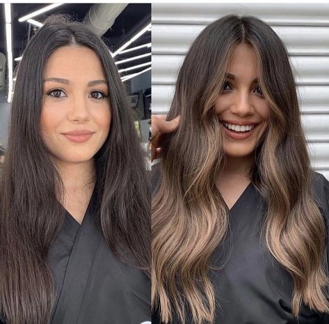 Black Hair Balayage, Brown Hair Looks, Brown Hair Inspo, Brunette Hair With Highlights, Brunette Balayage Hair, Brown Hair Balayage, Light Hair Color, Hair Color Balayage, Hair Inspiration Color