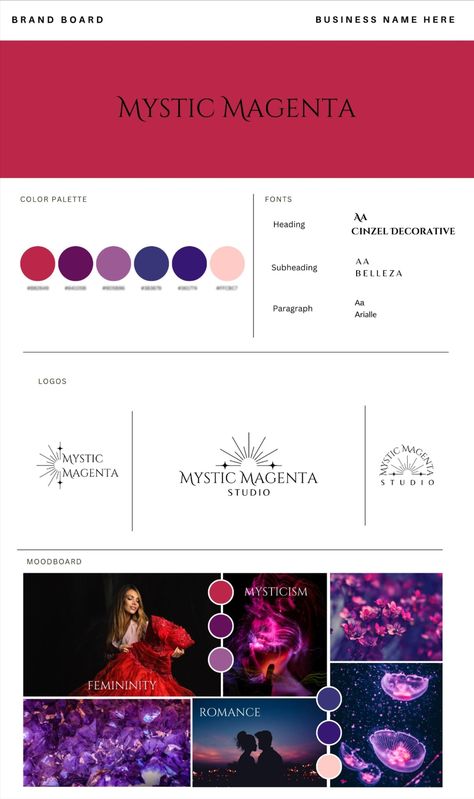 Canva Branding Kit, Brand Colour Palette, Magician Archetype, Canva Branding, Brand Identity Colors, Red Colour Palette, Viva Magenta, Brand Color Palette, Company Branding