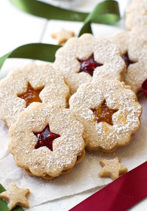 Raspberry Almond Linzer Cookies Recipe | Little Spice Jar Almond Linzer Cookies, Raspberry Linzer Cookies, Linzer Cookies Recipe, Almond Shortbread, Coconut Biscuits, Almond Shortbread Cookies, Oatmeal Raisin Cookies Chewy, Cranberry Pistachio, Linzer Cookies