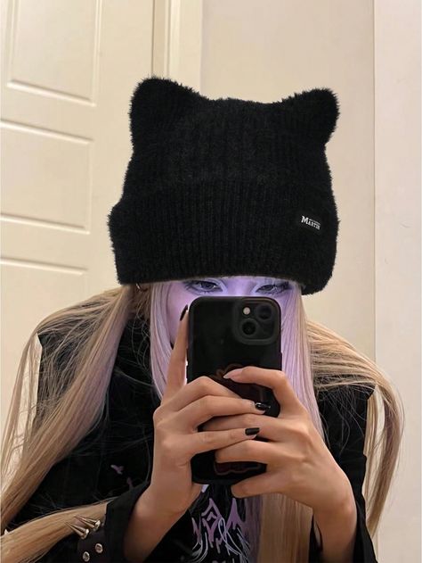 1 Piece Women's Y2k Kitten Ears Plush Knitted Hat Suitable For Daily Use In Autumn And WinterI discovered amazing products on SHEIN.com, come check them out! Y2k Cat, Fluffy Knit, Cat Ear, Knit Beanie Hat, Beanie Hat, Knit Beanie, Autumn Winter, Witch, Women Accessories