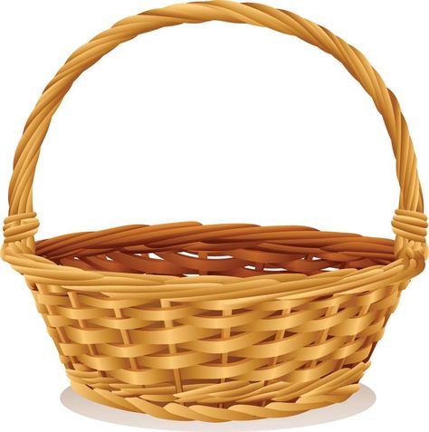 Wicker basket isolated on white background. Vector illustration Basket Illustration, Basket Cartoon, Basket Clipart, Cartoon Mom, Basket Drawing, Eid Stickers, Basket Fruit, Vector Brush, Casual Art