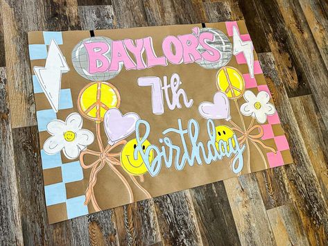 Birthday banners are a must 🤩🫶🏼🩷🪩 #banner #banners #brownpaperbanner #paperbanners #etsy Hand Painted Banner Birthday, Girls 6th Birthday, Banners Ideas, Painted Banner, Banner Birthday, Birthday Banners, Paper Banners, Birthday Sign, 6th Birthday