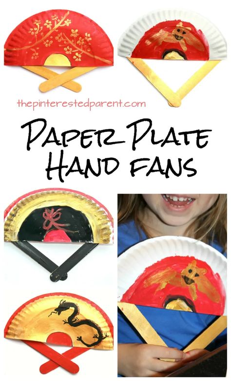 Paper Plate Hand Fans – The Pinterested Parent News Years Crafts For Kids, Chinese New Year Crafts For Kids, Chinese New Year Activities, New Year Diy, Chinese Lunar New Year, Cultural Crafts, Chinese Crafts, Chinese New Year Crafts, New Year Art