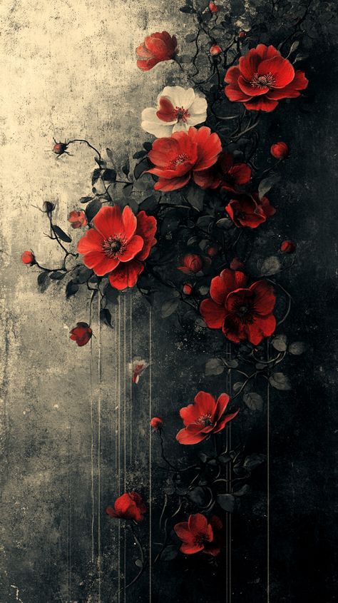 Gothic Grunge Flower Art: Indigo & Bronze Vintage Vibes with Smilecore Gothic Flowers Aesthetic, Bronze Aesthetic, Melting Effect, Red Art Painting, Gothic Journal, Wow Image, Scrapbook Background Paper, Dark Academia Prints, Floral Grunge