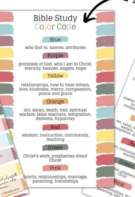 Color Code For Bible Study, Bible Color Code System, Bible Color Coding, Bible Highlighting, Bible Studies For Beginners, Study Plans, Scripture Coloring, Bible Study Plans, Bible Ideas