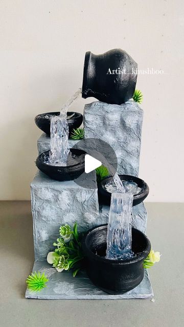 Tree Branch Decor Diy, Water Wall Fountain, Water Fountain Design, Tree Branch Decor, Diy Water Fountain, Crafty Decor, Fountain Design, Stone Art Painting, Waterfall Fountain