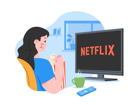 Watching Movie Drawing, Watching Movie Illustration, Watching Tv Illustration, Netflix Illustration, Movie Illustration, Editing Tricks, Watch Movie, Girls Watches, Flat Illustration