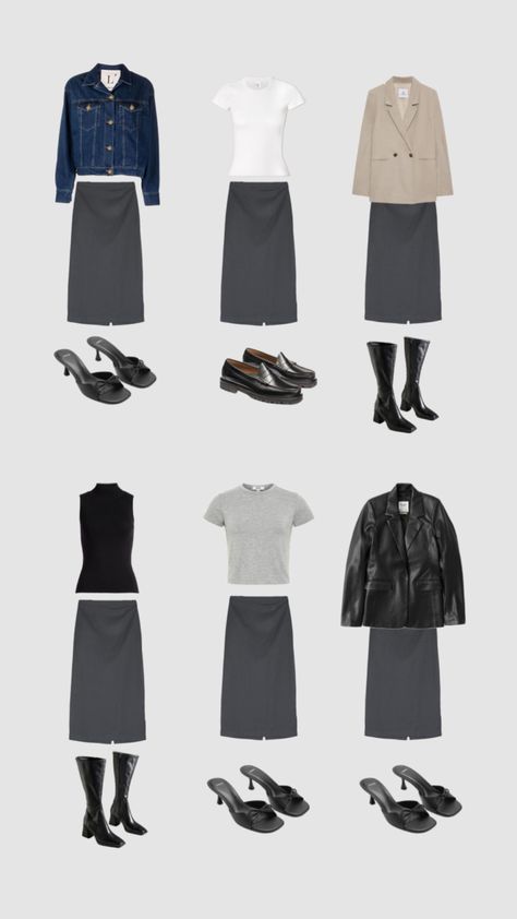 6 ways to style a grey pencil skirt for fall Skirt For Fall, Grey Pencil Skirt, Pencil Skirt, Pencil, Skirt, Grey