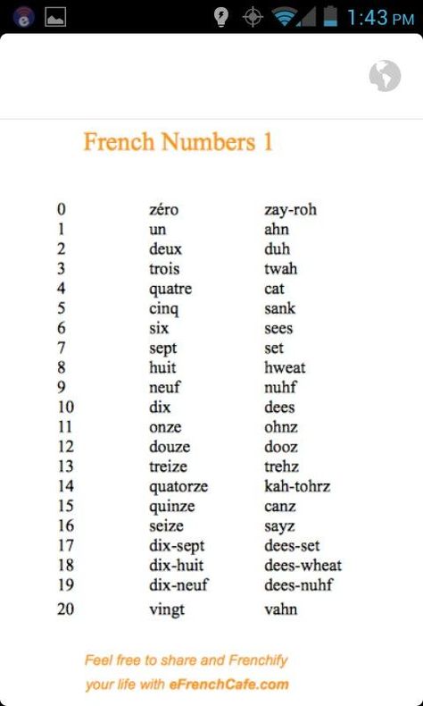 French Words With Meaning, English Numbers, French Language Basics, Learn French Fast, French Numbers, Useful French Phrases, Learn French Beginner, French Basics, Learn To Speak French