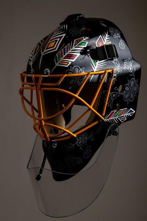 Hockey Helmet Design, Goalie Mask Designs, Hockey Tattoo, Mask Inspiration, Nhl Goalie, Goalie Gear, Hockey Helmet, Goalie Pads, Hockey Gear