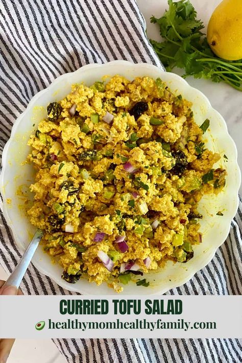 Curried Tofu Salad - Healthy Mom Healthy Family Curry Tofu Salad, Curried Tofu Salad, Curried Tofu, Tofu Salad Recipes, Meal Vegetarian, Curry Salad, Tofu Recipes Easy, Sesame Tofu, A Balanced Meal