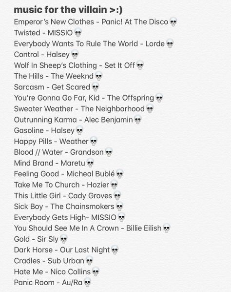 Playlist For Writing, Burning Cds, Villain Playlist, Writing Playlist, Song Writing, Therapy Playlist, Emperors New Clothes, Writing Ideas, Song Playlist