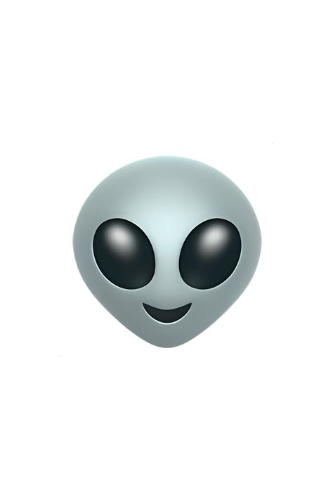 The emoji 👽 depicts an extraterrestrial being with a large, bald head and large, black, almond-shaped eyes. The alien's face is green, and it has a small, pointed nose and a wide, grinning mouth with no visible teeth. The alien's head is slightly tilted to the side, and it has two small, pointed ears on the top of its head. The emoji has a round, grayish-blue body with two small, three-fingered hands and two small, three-toed feet. Ios 8 Emojis, Emoji Pic, Ios Emoji Png Transparent, I Phone Emoji Png Hd, Emoji Ip, Alien Emoji, Pointed Nose, Ios18.1 Emoji, Apple Emojis