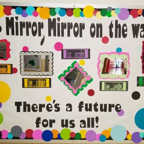 Career Mirror Bulletin Board | School Bulletin Boards Mirror Bulletin Board, Career Bulletin Boards, Motivational Bulletin Boards, Counseling Bulletin Boards, Inspirational Bulletin Boards, December Bulletin Boards, Health Bulletin Boards, October Bulletin Boards, November Bulletin Boards