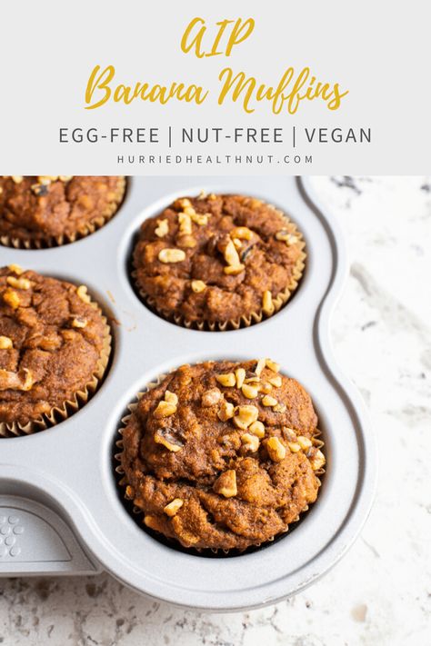 Aip Muffins, Aip Banana, Tigernut Recipes, Paleo Banana Bread Muffins, Easy Aip Recipes, Egg Free Paleo, Aip Baking, Aip Vegan, Aip Recipe