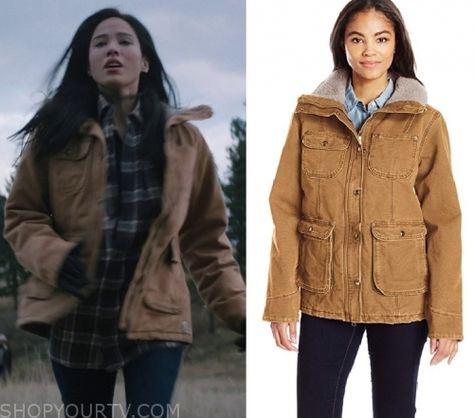 Yellowstone Clothes, Style, Outfits, Fashion, Looks | Shop Your TV Yellowstone Outfits, Fur Collar Jacket, Carhartt Jackets, Carhartt Women, Carhartt Jacket, Brown Fur, Anorak Jacket, Clothes Style, Looks Style