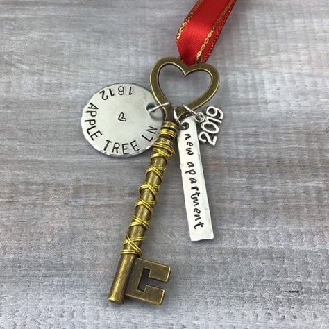 skeleton key new apartment ornament, personalized ornament, first apartment ornament, housewarming g Roommate Ideas, First Apartment Ornament, Key Ornament, Rachel Johnson, Our First Apartment, Apartment Christmas, Moving Gift, Dog Collar Tags, 1st Apartment