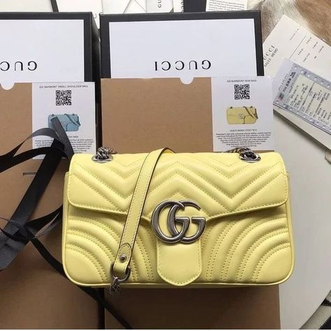 Carry all your essentials in style! 🌟 Dm for more details and order. Gucci Marmont Mini Bag, Gucci Marmont Mini, Instagram Luxury, Gucci Marmont, Stylish Handbags, Beautiful Handbags, Gg Marmont, Iconic Design, Pastel Yellow