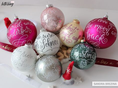 How to create gorgeous hand lettered Christmas ornaments (Tutorial) Hand Lettered Christmas, Ornament Tutorial, Personalized Christmas Ornaments, Hand Lettered, Christmas Nails, Personalized Christmas, Hand Lettering, To Create, Christmas Ornaments