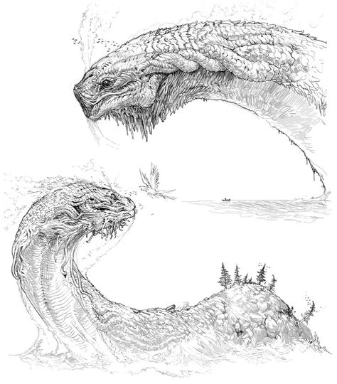 Woven Jormungandr creature concept artwork from God of War #art #illustration #artwork #gaming #videogames #gamer Art Of God, World Serpent, Monster Artwork, Dinosaur Illustration, Dragon Sketch, Key Art, Creature Artwork, Creature Drawings, Monster Concept Art