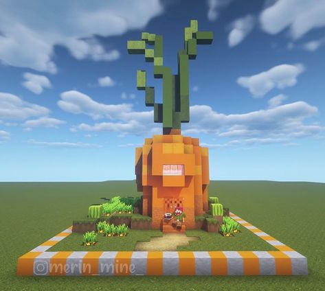 🇫🇷medial resource pack on Instagram: the carrot house  #minecraft #medialpack #minecraftbuilds Food Houses Minecraft, Minecraft Carrot House, Minecraft Apple House, Apple House Minecraft, Fruit Minecraft House, Fruit Stand Minecraft, Mc Tree House, Minecraft Build Designs, Fruit House Minecraft