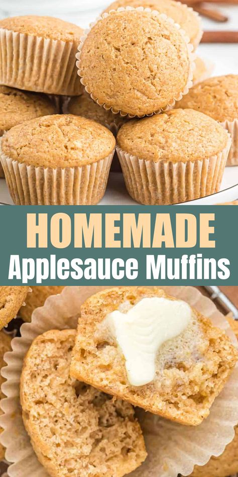 My kids love these easy applesauce muffins. Perfect for school lunches! Cinnamon Sugar Applesauce Muffins, Recipes With Apple Sauce Baking, Apple Sauce Muffins Easy, Recipes With Applesauce, Apple Sauce Muffins, Easy Applesauce Muffins, Applesauce Cupcakes, Applesauce Recipes, Mini Muffin Tin Recipes