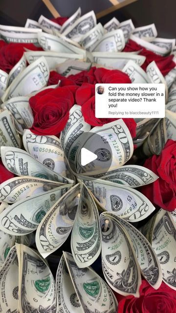 G E O R G I A on Instagram: "Hope this helps 😊❤️ • • • #moneybouquet #flowerbouquet #roses #nycinfluencer" Money In Flowers Gift Ideas, How To Make Bouquet Of Money, Cash Flower Bouquet, Diy Money Rose Bouquet, Diy Wedding Money Gift Ideas, How To Make Money Flower Bouquet Diy, Dollar Roses How To Make A, Bouquet With Money And Flowers, Floral Money Bouquet