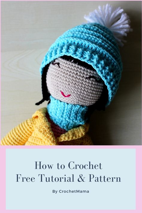 Crochet doll scarf and beanie tutorial and free pattern Crochet A Beanie, Doll Scarf, Beanie Tutorial, Beanie Scarf, Beanie Crochet, Crochet Doll Pattern, Creative Commons, Doll Pattern, Amigurumi Doll