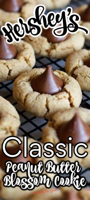 Peanut Butter Kiss Cookies Recipe, Kiss Cookie, Kiss Cookie Recipe, Hershey Kiss Cookies, Peanut Butter Kiss, Peanut Butter Blossom, Peanut Butter Kiss Cookies, Butter Cookies Easy, Peanut Butter Blossom Cookies