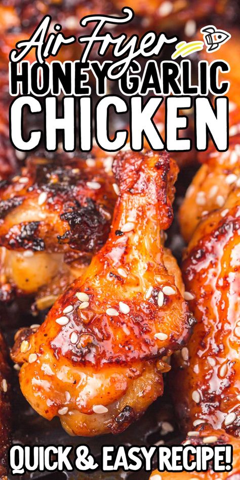 Air Fryer Honey Garlic Chicken, Wing Flavors, Honey Chicken Thighs, Garlic Chicken Wings Recipe, Honey Garlic Wings, Wings Crispy, Frying Recipes, Honey Chicken Wings, Fake Ginger