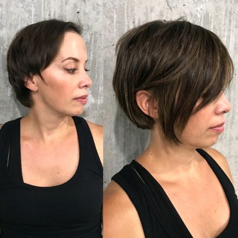 Short Bob Extensions for Volume Before and After Extensions Before And After Short, Short Hair With Extensions, Extensions For Volume, Hair With Extensions, Extensions For Short Hair, Lake Hair Styles, Hair Extensions Before And After, Hair Extension Salon, Brown Hair Shades