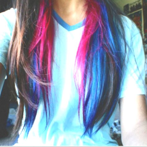 Brown hair with hot pink and dark blue colored hair underneath but I want purple and blue or teal! Dyed Hair Underneath, Crazy Colour Hair, Blue Hair Underneath, Hair Color Dark Blue, Blue Peekaboo, Crazy Colour Hair Dye, Blue And Pink Hair, Hair Color Underneath, Colourful Hair