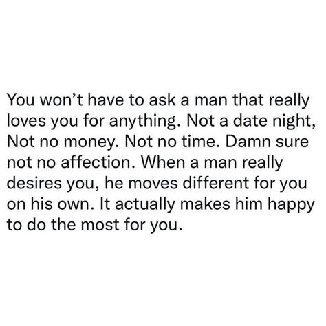 Justin Laboy on Instagram: "If he’s not doing things to make you happy without you having to ask him, he doesn’t really like you‼️‼️‼️ @respectfullyjustin #Respectfully" Respectfully Justin Quotes, Want You Quotes, Justin Laboy, Good Man Quotes, Real Men Quotes, Effort Quotes, A Real Man, Bare Minimum, The Right Man