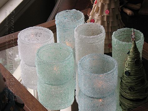 epsom salt luminaries - copyright Crafts by Amanda Baby Food Jar Crafts, Baby Food Jars, Beauty Crafts, Adult Crafts, Epsom Salt, Mason Jar Crafts, Glass Vases, Mothers Day Crafts, Jar Crafts