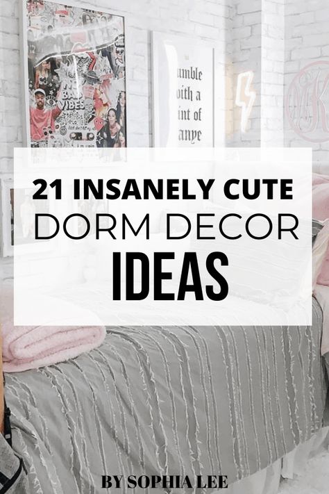 Blush Pink And Grey Dorm Room Ideas, Funny College Dorm Decor, Dorm Room Window Ideas, Black And White Dorm Room Ideas, Dorm Room Decor Diy, Dorm Room Signs, White Dorm Room, Dorm Decor Ideas, Pink Dorm Rooms