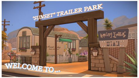 “Sunset” Trailer Park - lot & families Sims Trailer Park, Trailer Park Sims 4, Sims 4 Trailer Park Cc, Bloxburg Trailer Park, Bloxburg Trailer House, Bloxburg Trailer, Sims 4 Trailer Park, Ts4 Lots, Ts4 Builds