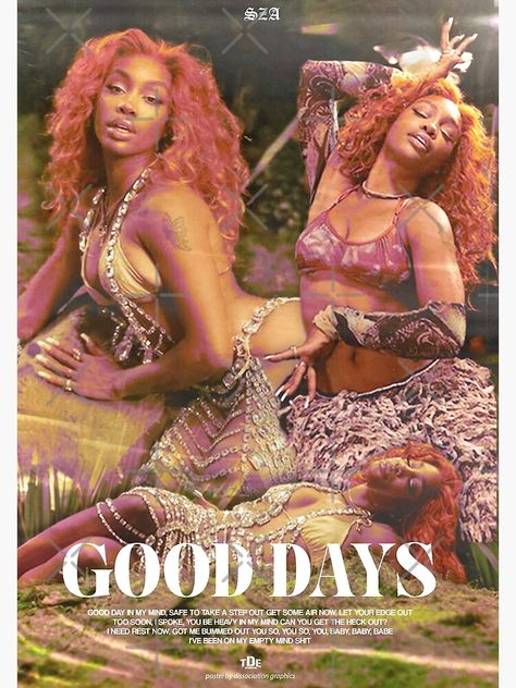 Sza Crocs Poster, Good Days Poster Sza, Womens Poster, Music Video Poster, Sza Poster, Video Poster, Rnb Music, Music Poster Ideas, Dorm Posters